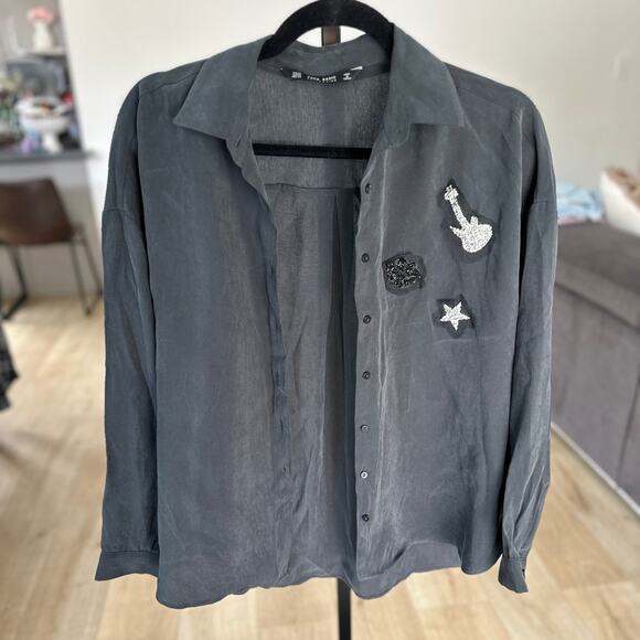 Zara button down shirt with embroidered details - Picture 3 of 8